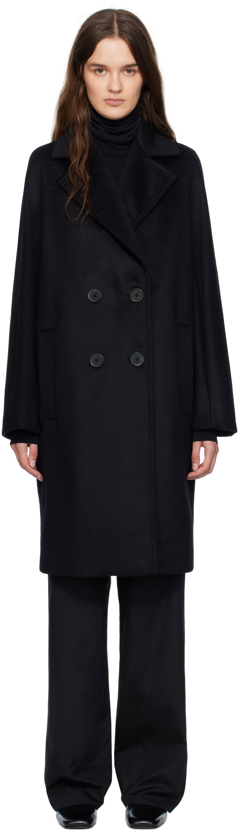 Takit Max Mara Max Mara Agenda Double-Breasted Coat Musta | 2526016081600
