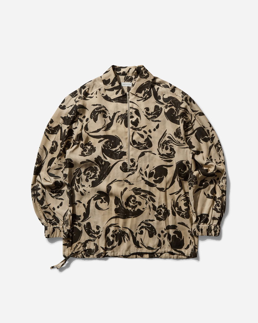 Paita Dries Van Noten Half Zip Floral Shirt Beige | 251-020715-1101 900