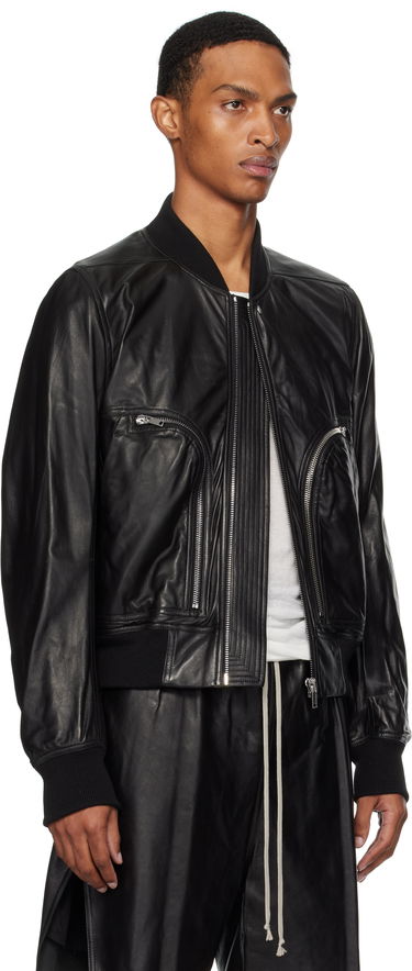 Bomber-takki Rick Owens Rick Owens Bauhaus Flight Leather Bomber Jacket Musta | RU02E1749 LBY, 1