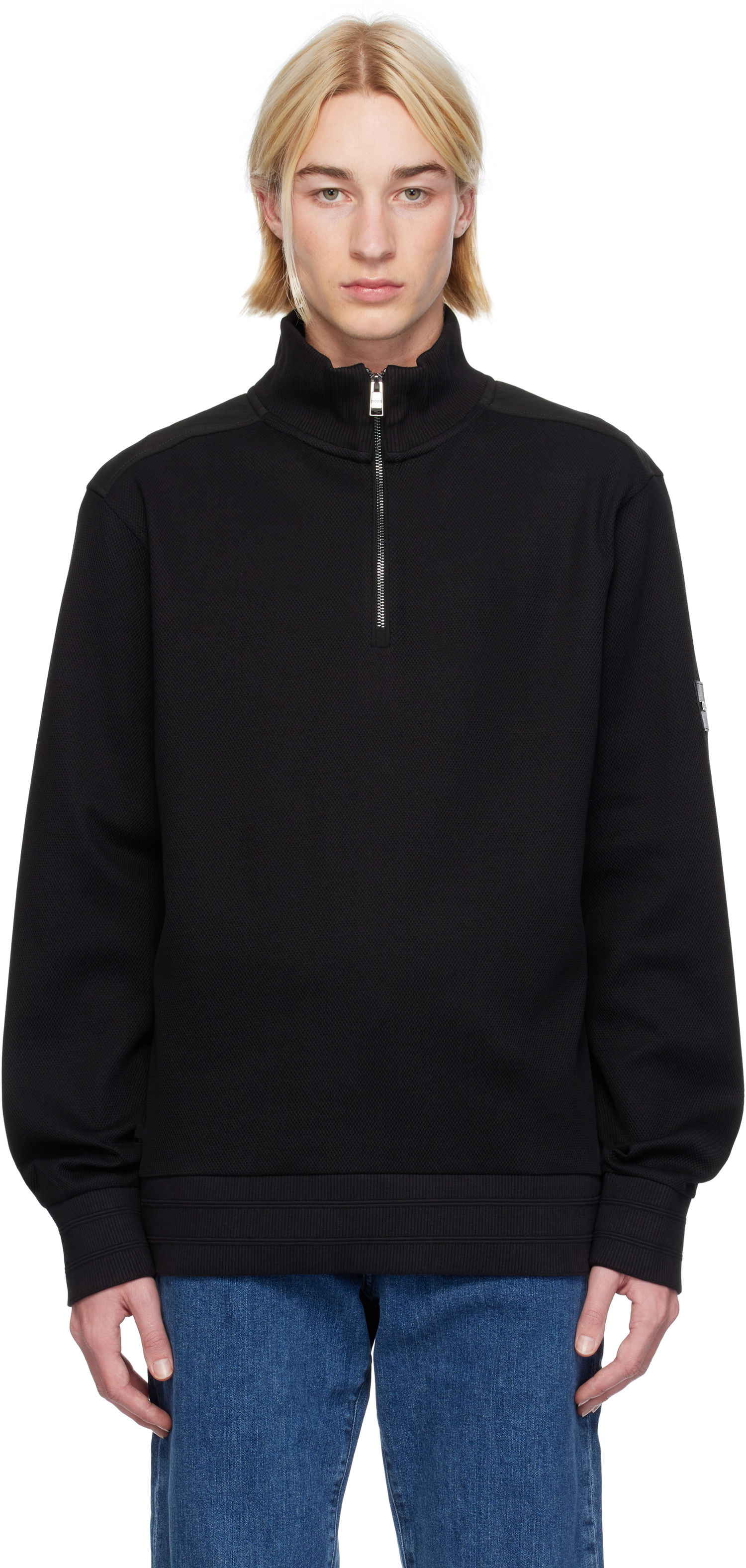 Huppari BOSS Regular-Fit Quarter-Zip Sweatshirt Musta | 50524999, 0