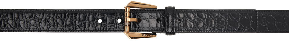Vyöt Versace Versace Croc Effect Leather Belt Musta | 1008373_1A08711, 0