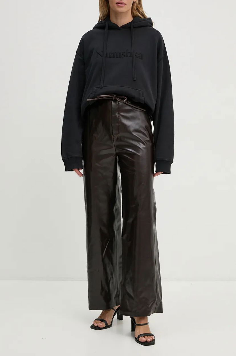 Huppari Nanushka High-Waisted Wide-Leg Pants Musta | NW24PFOW19271