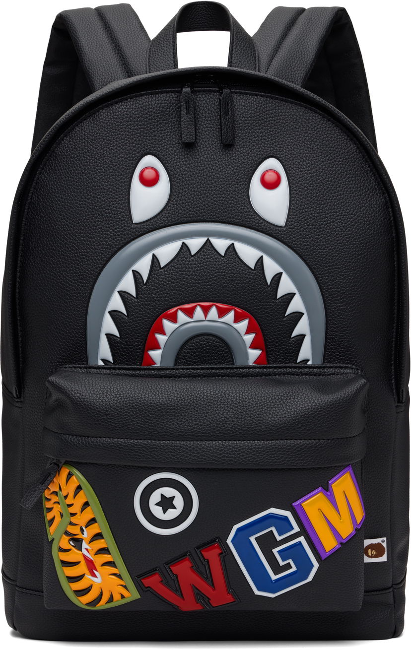Reppu BAPE Shark Daypack Backpack Musta | 001BAK701005F