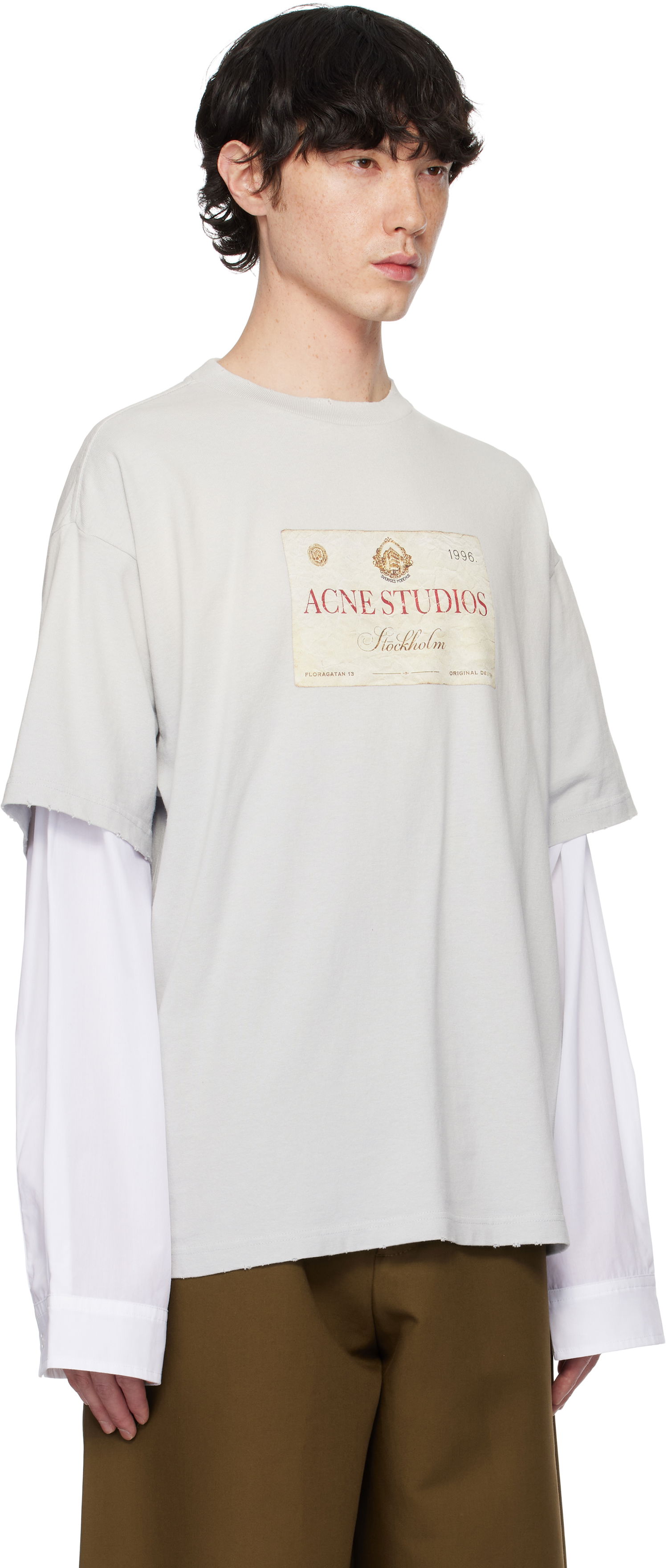 T-paita Acne Studios Acne Studios Layered Print T-Shirt Harmaa | CL0322-, 1