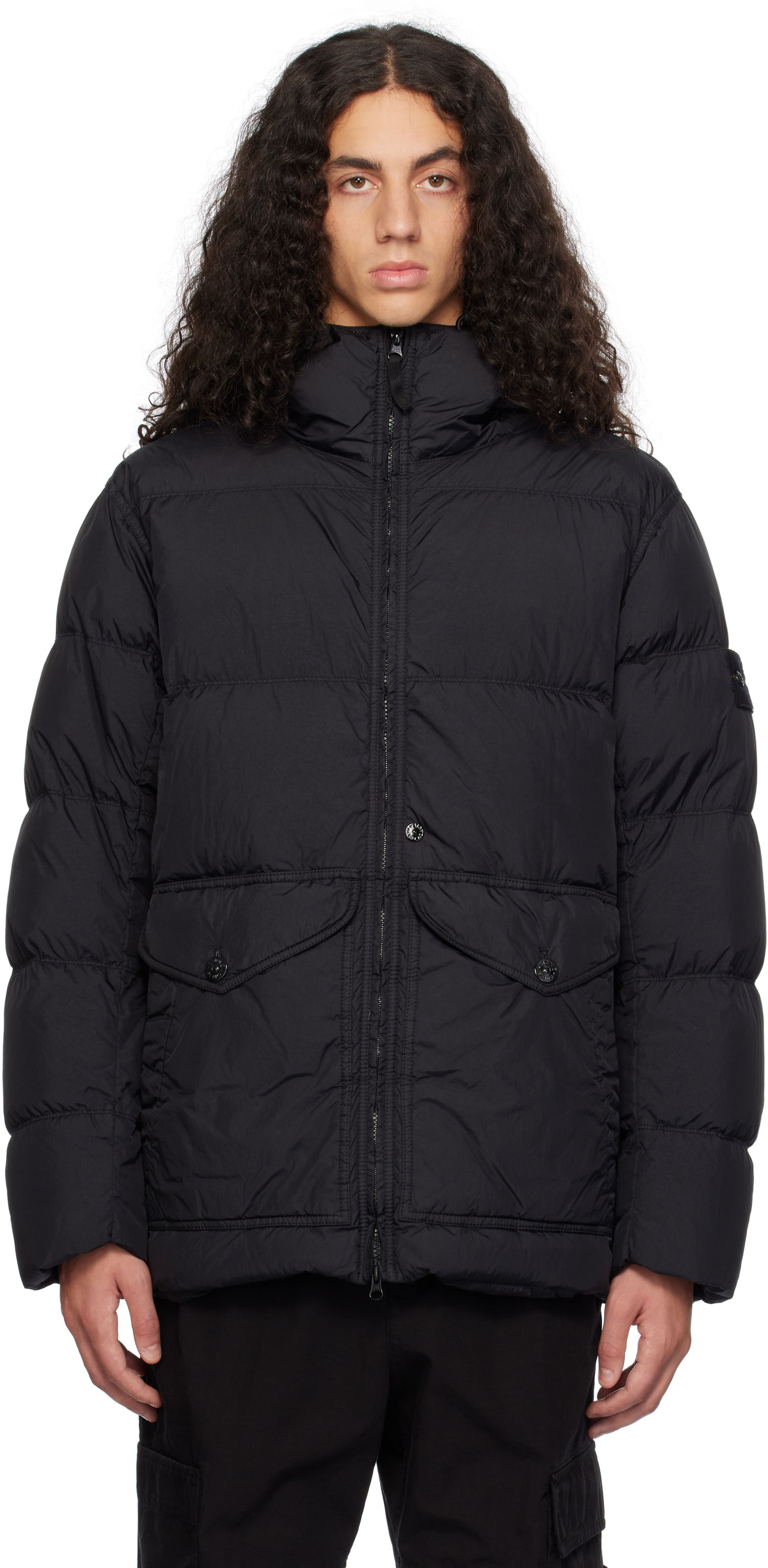 Puffer takki Stone Island Stone Island Crinkle Reps R-NY Down Jacket Musta | 811540723, 0