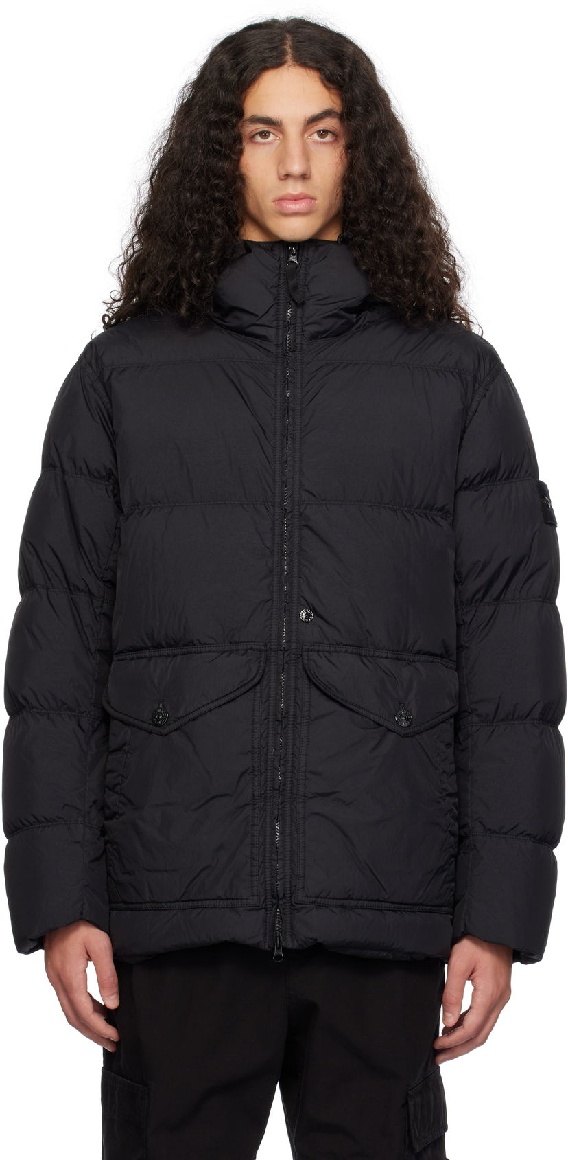 Puffer takki Stone Island Stone Island Crinkle Reps R-NY Down Jacket Musta | 811540723