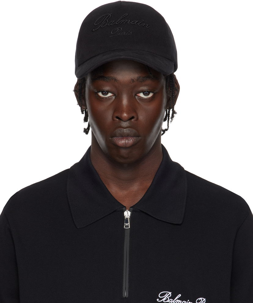 Korkki Balmain Cotton Baseball Cap Musta | EH1XA231CD29