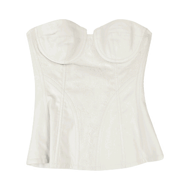 Body AMIRI Leather And Lace Corset Top Valkoinen | WTCOR LTHWHT WHIT, 0