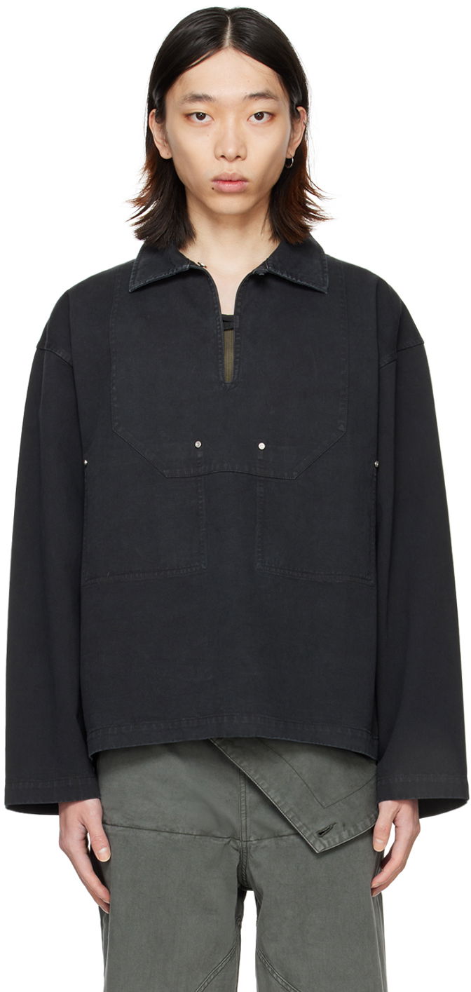 Paita Dion Lee Rivet Detail Long Sleeve Shirt Musta | C5039PS24
