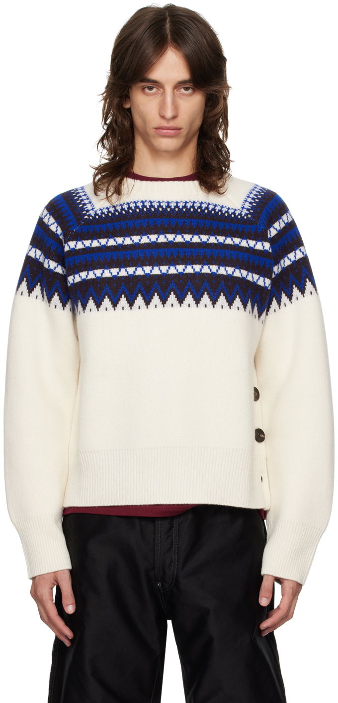 Villapaita Wales Bonner Fair Isle Sweater Valkoinen | UA24KN21-WO09-1089