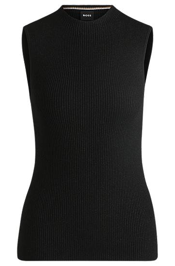 Villapaita BOSS Ribbed Sleeveless Top Musta | 50523749
