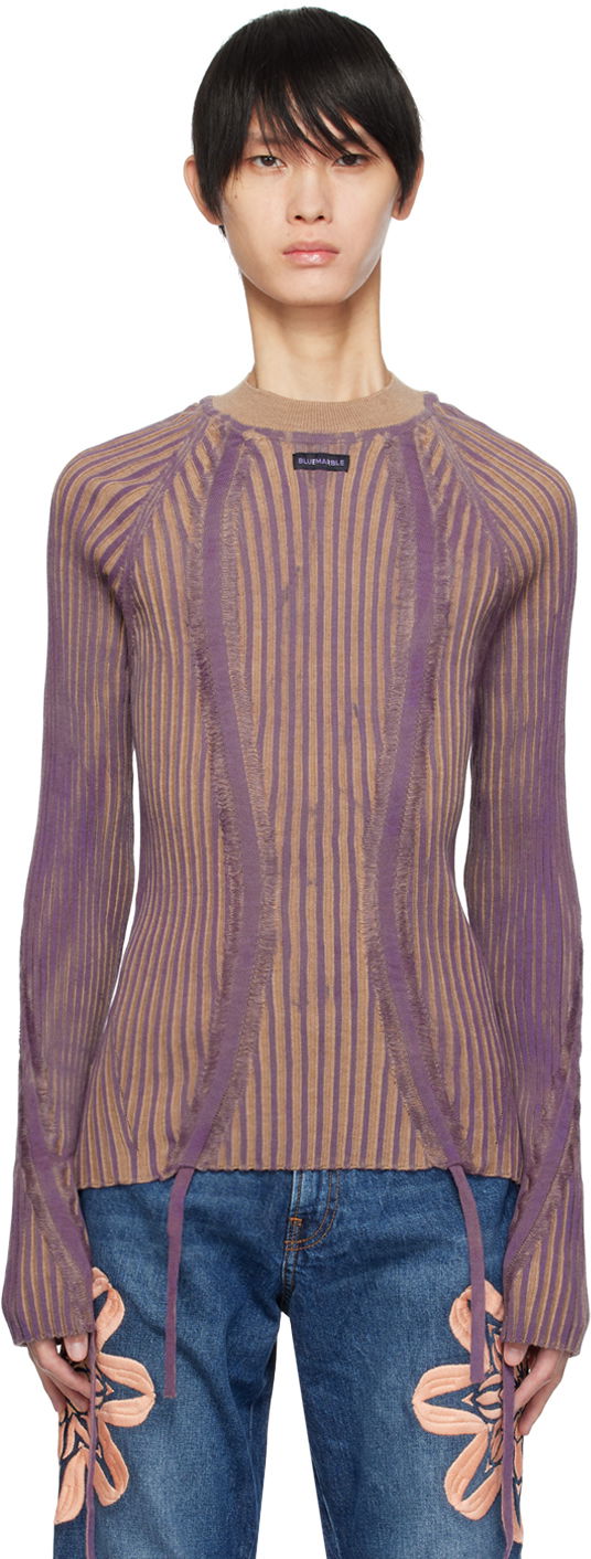 Villapaita Bluemarble Drawstring Detail Sweater Violetti | SW26 KN21B23 BEI