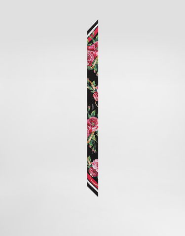 Huivi Dolce & Gabbana Dolce & Gabbana Rose-Print Twill Headscarf Musta | FS215AGDCUOHD5JA, 1