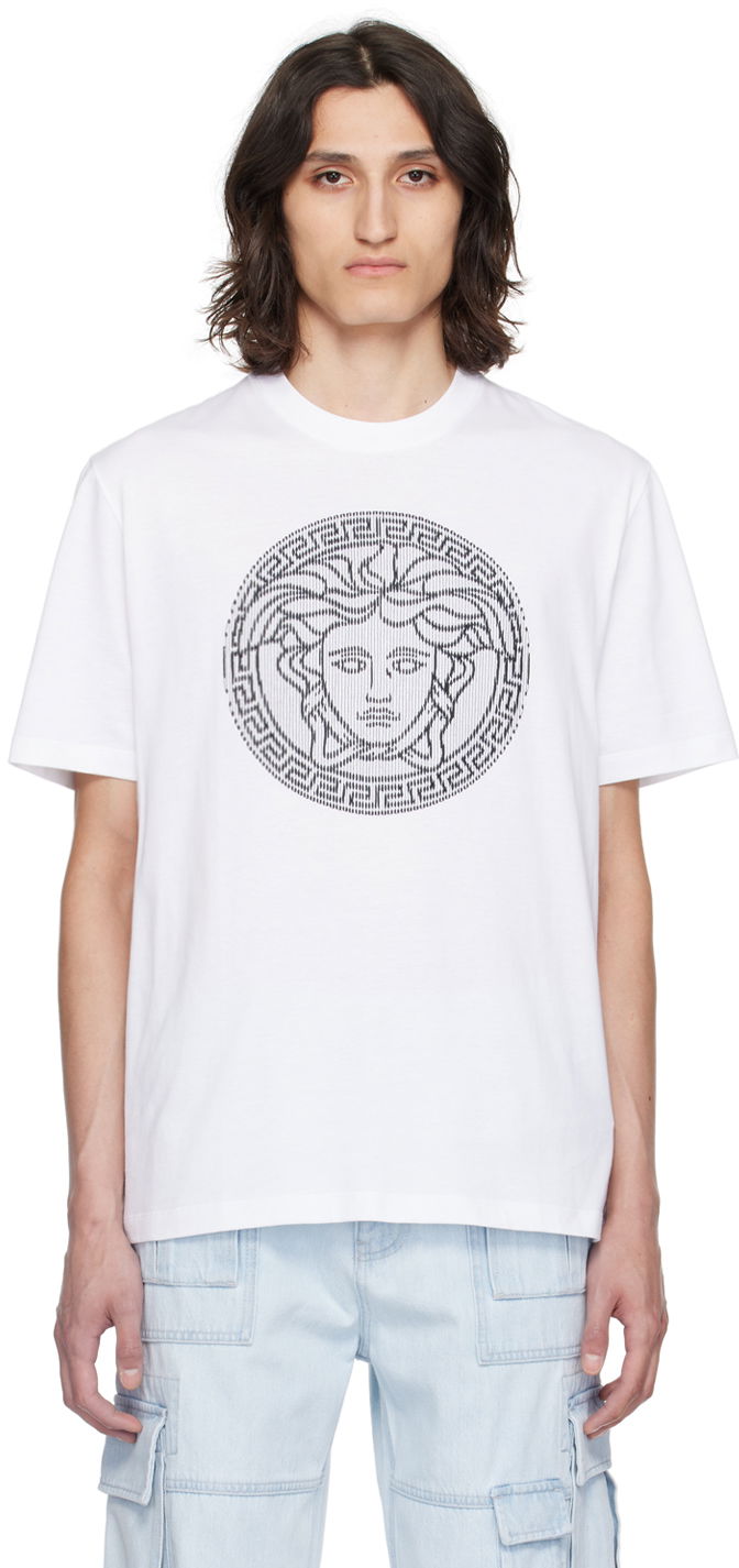 T-paita Versace White Medusa Sliced T-Shirt Valkoinen | 1013302_1A10721