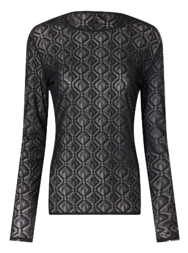 T-paita Marine Serre Monogram Mesh Jacquard Second Skin Top Musta | WTO068-BK99
