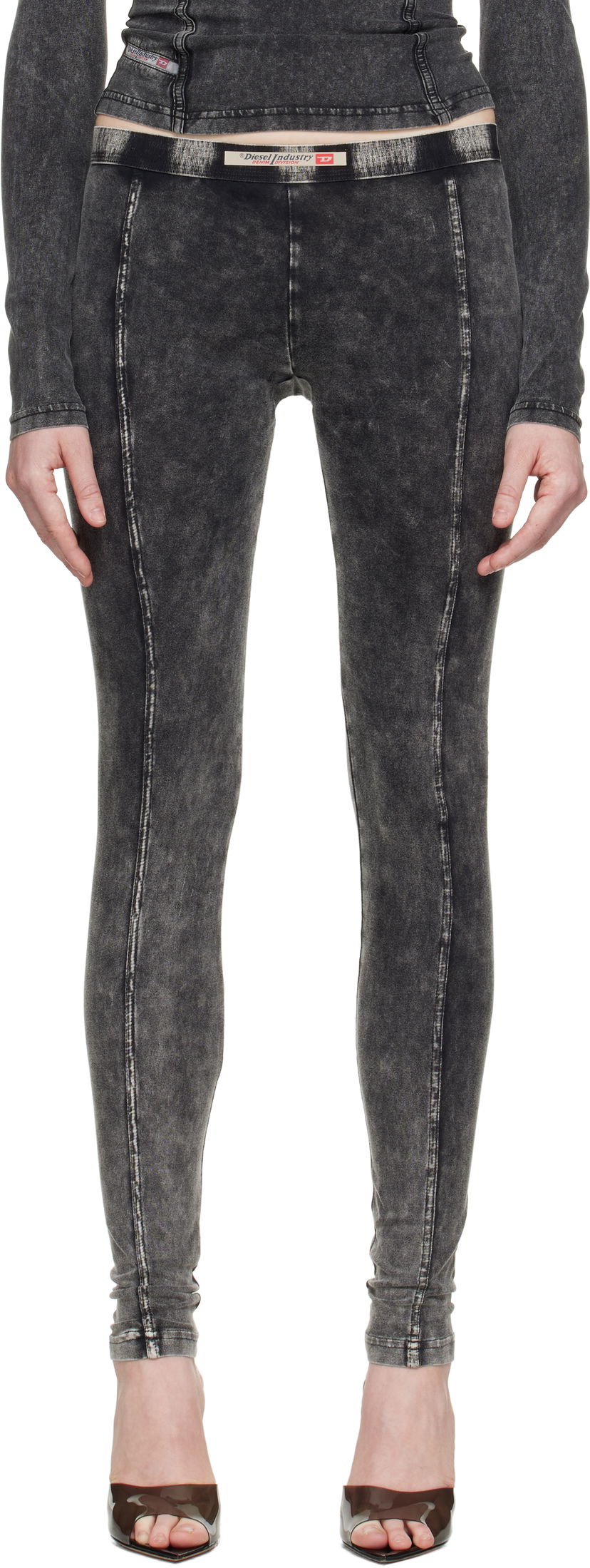 Leggingsit Diesel Diesel Athena-Dnm Leggings Harmaa | A17571 0SHAN