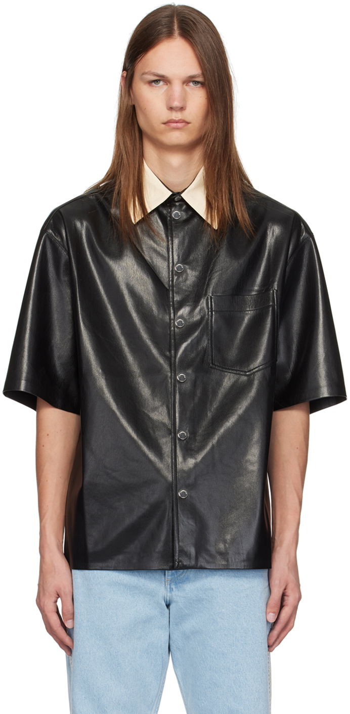 Paita Nanushka Black Aksel Faux-Leather Shirt Musta | NM24PFSH01999