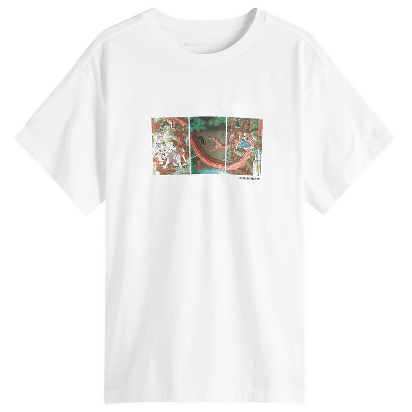 T-paita Maharishi Maharishi Snake Triptych Graphic Tee, Size L Valkoinen | 1540-WHT