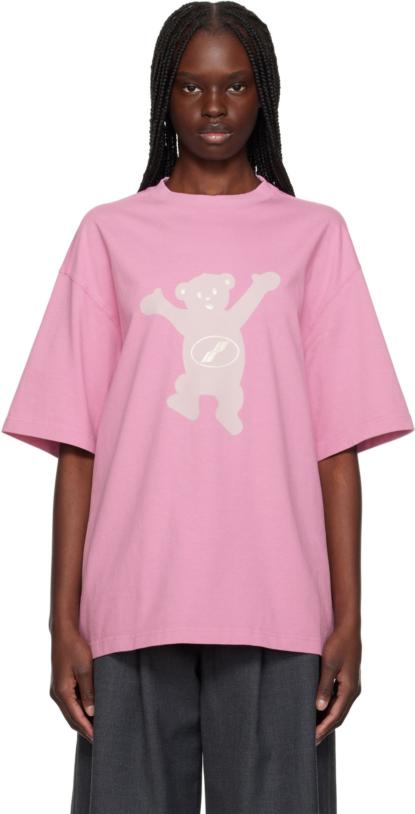 T-paita We11done We11done Teddy Logo T-Shirt Vaaleanpunainen | WD-TT3-22-715-U-PK
