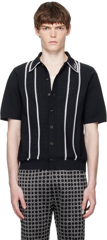 Poolopaita AMIRI AMIRI Script Stripe Knit Polo Musta | AMKNIR1025, 0