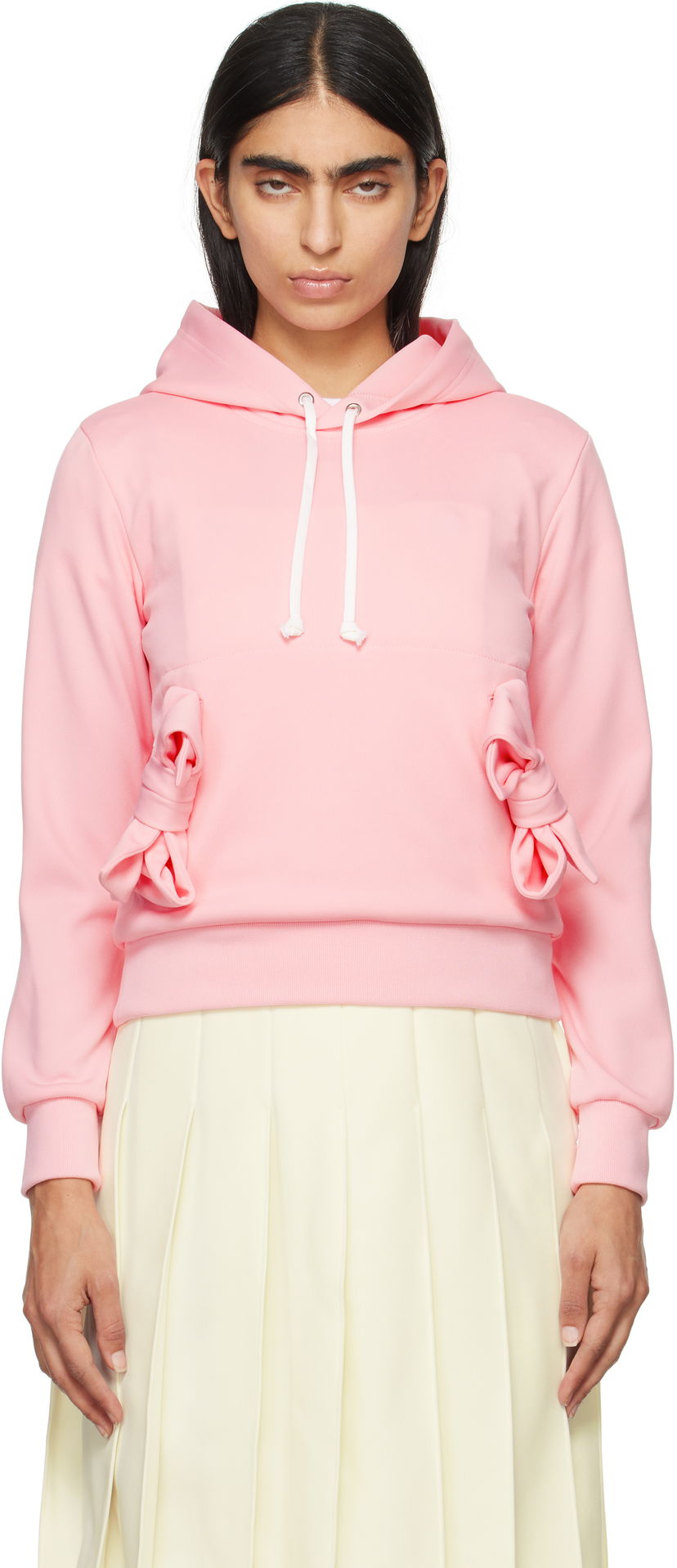 Huppari Comme des Garçons Girl Polyester Jersey Bow Hoodie Vaaleanpunainen | NN-T002-051
