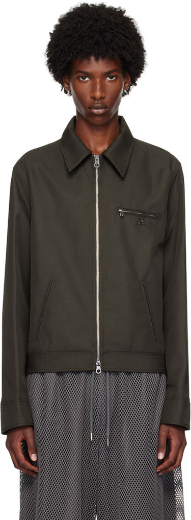 Bomber-takki Courrèges Signature Retro Zip-Up Jacket Vihreä | 324CBL204PL0056, 0