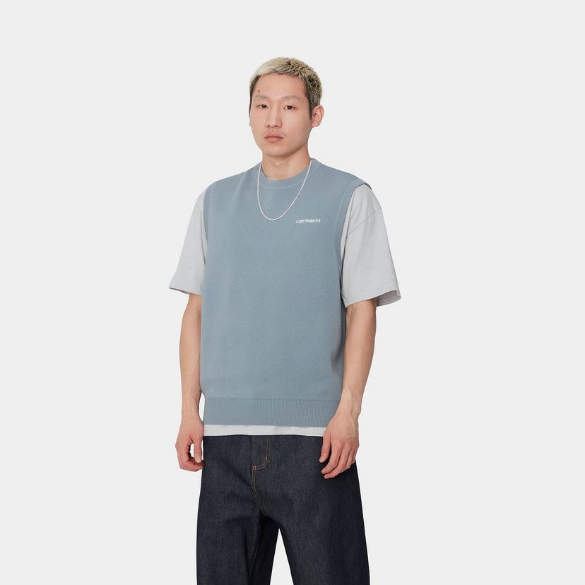 Villapaita Carhartt WIP Script Vest Sweater Sininen | I033696_9