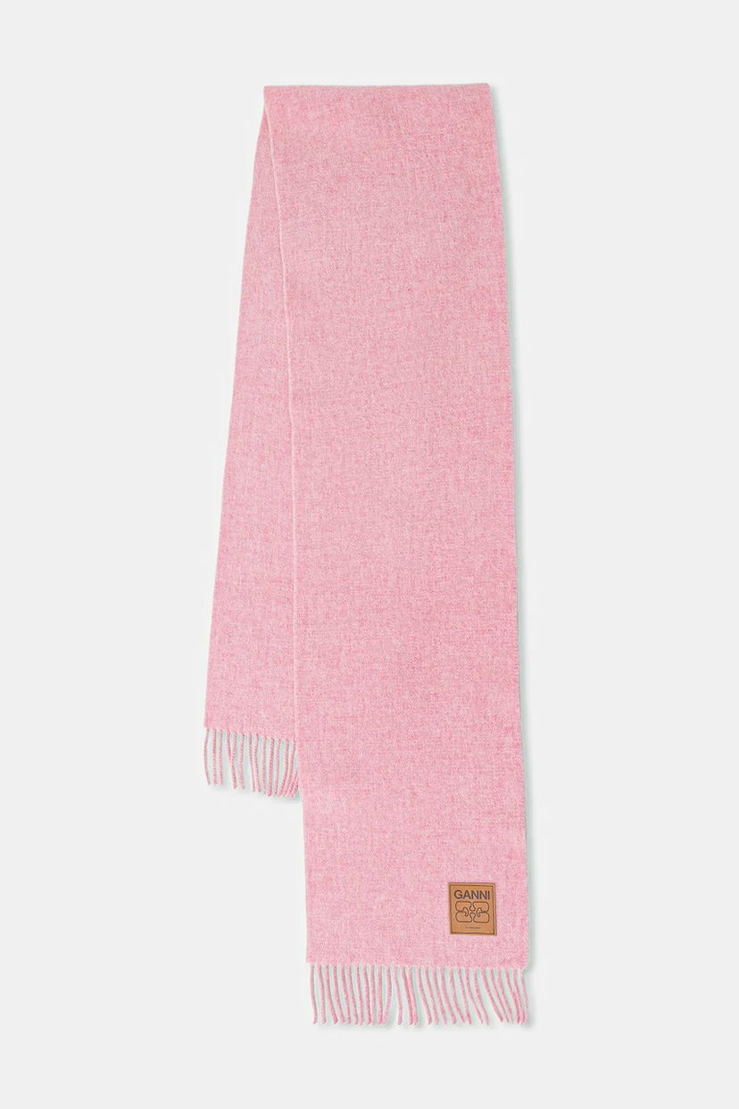 Huivi GANNI Double Face Wool Solid Smooth Scarf Vaaleanpunainen | A6942