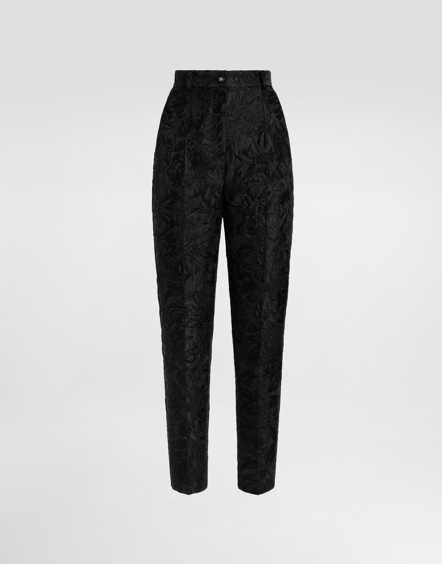 Housut Dolce & Gabbana Dolce & Gabbana Peony-Motif Brocade Trousers Musta | FTAM2THJMQON0000, 0