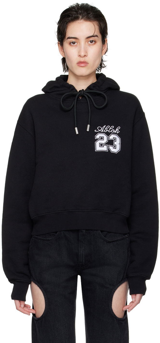 Huppari Off-White Black Embroidered Hoodie Musta | OWBB016S24FLE0011001