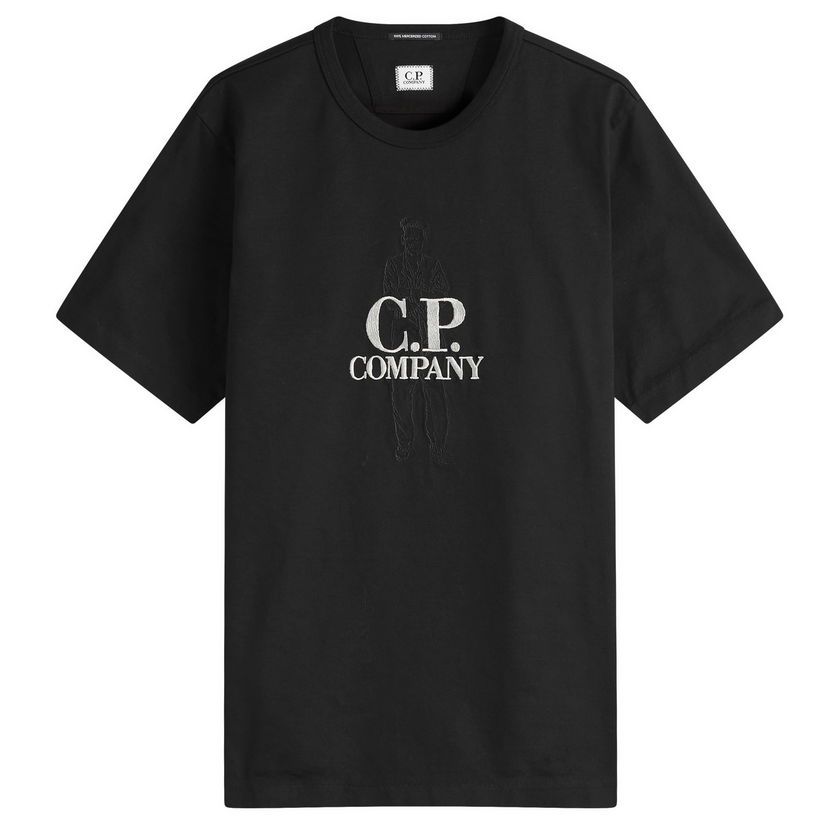 T-paita C.P. Company C.P. Company 30/2 Embroidered British Sailor T-Shirt, Large Musta | 18CMTS106A-110301W-999