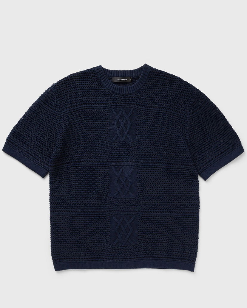 T-paita DAILY PAPER Crochet Knitted T-Shirt Tummansininen | 2511133