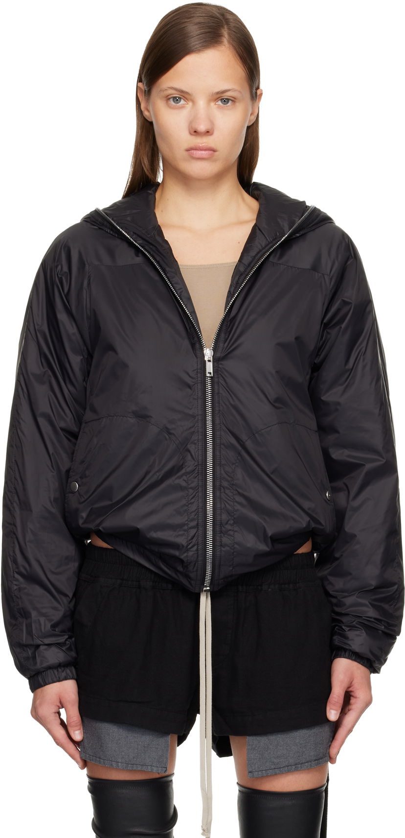 Tuulitakki Rick Owens DRKSHDW Concordians Sealed Windbreaker Jacket Musta | DS02E7720 NP