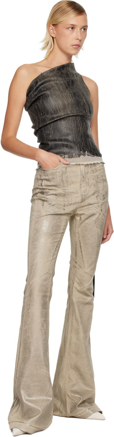 Crop top Rick Owens Rick Owens DRKSHDW Concordians Athena Asymmetric Distressed Cropped Top Musta | DS02E7131 SDWF, 3