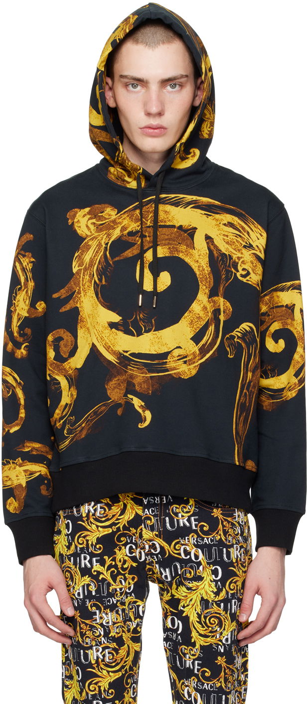 Huppari Versace Jeans Couture Black Watercolor Couture Hoodie Musta | E76GAI3HW_EFS131
