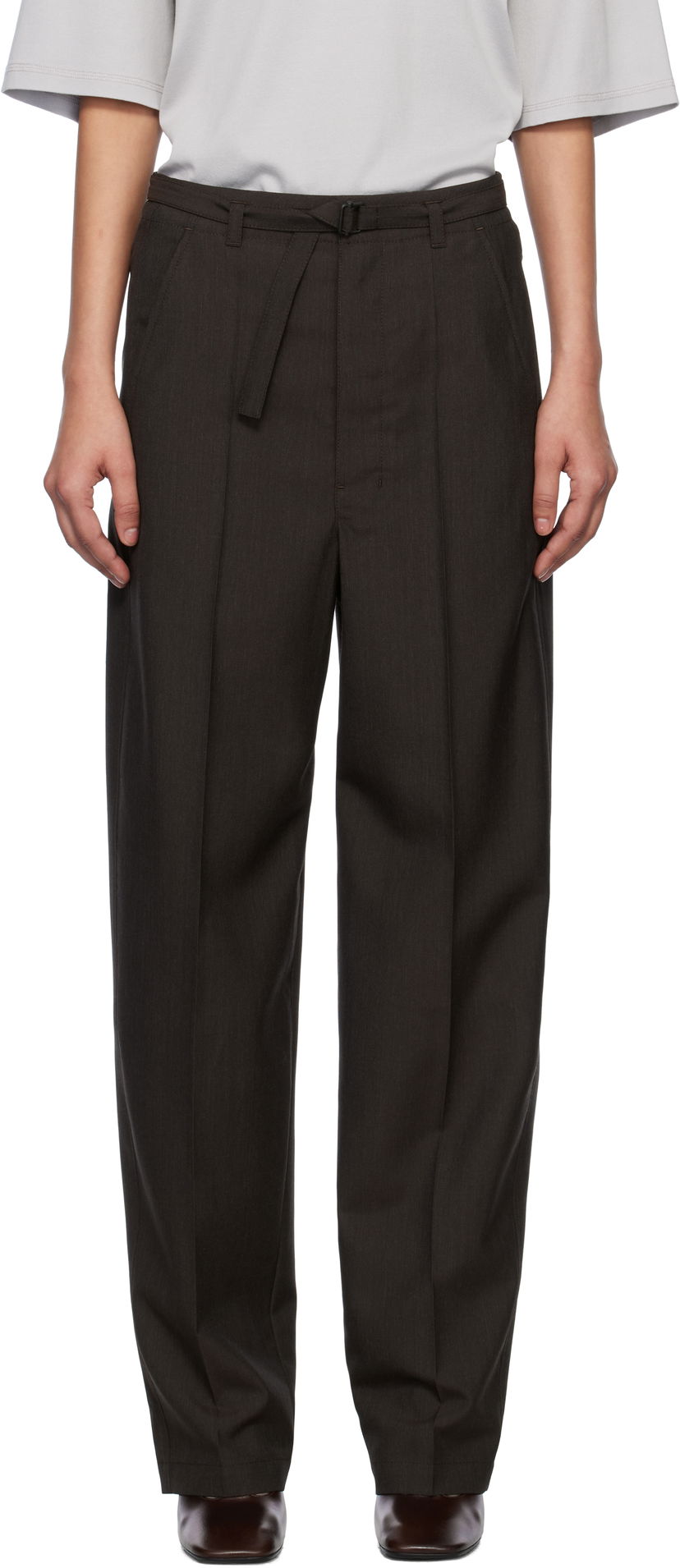 Housut LEMAIRE Lemaire Belted Tailored Trousers Ruskea | PA1198 LF414