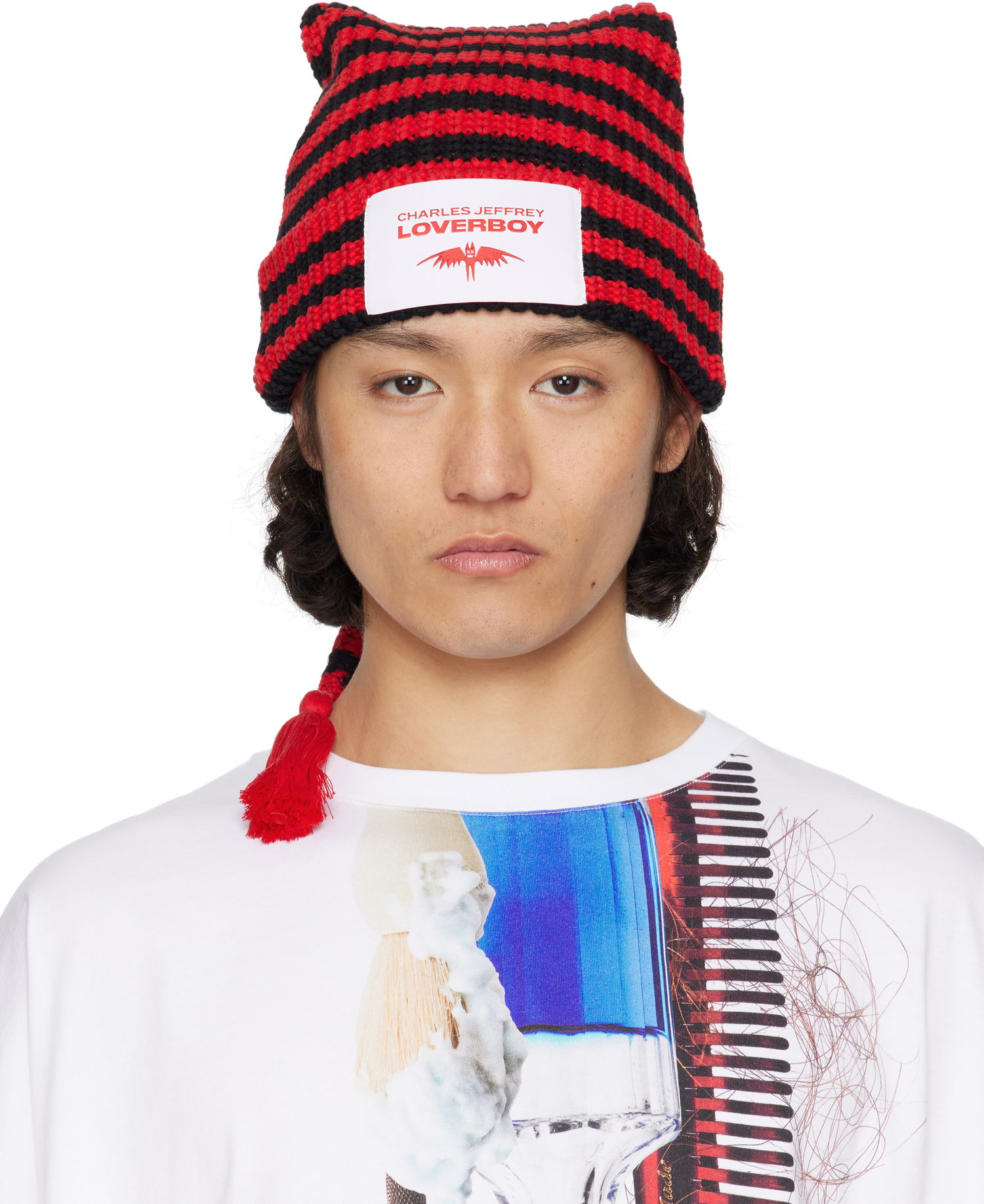 Pipo Charles Jeffrey Loverboy Charles Jeffrey LOVERBOY Sloppy Giuseppe Knit Beanie with Tassel Punainen | 54131003, 0