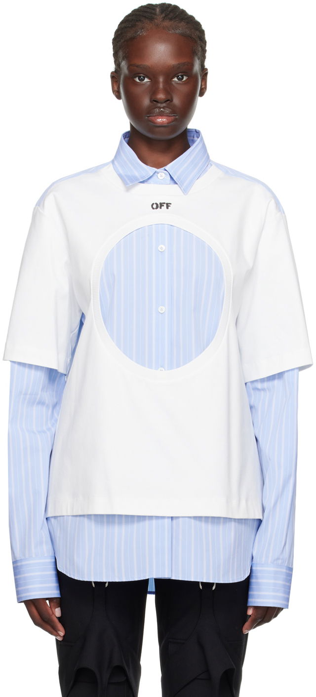 Paita Off-White Off-White Meteor Layered Shirt Valkoinen | OWGE012F23FAB0010140