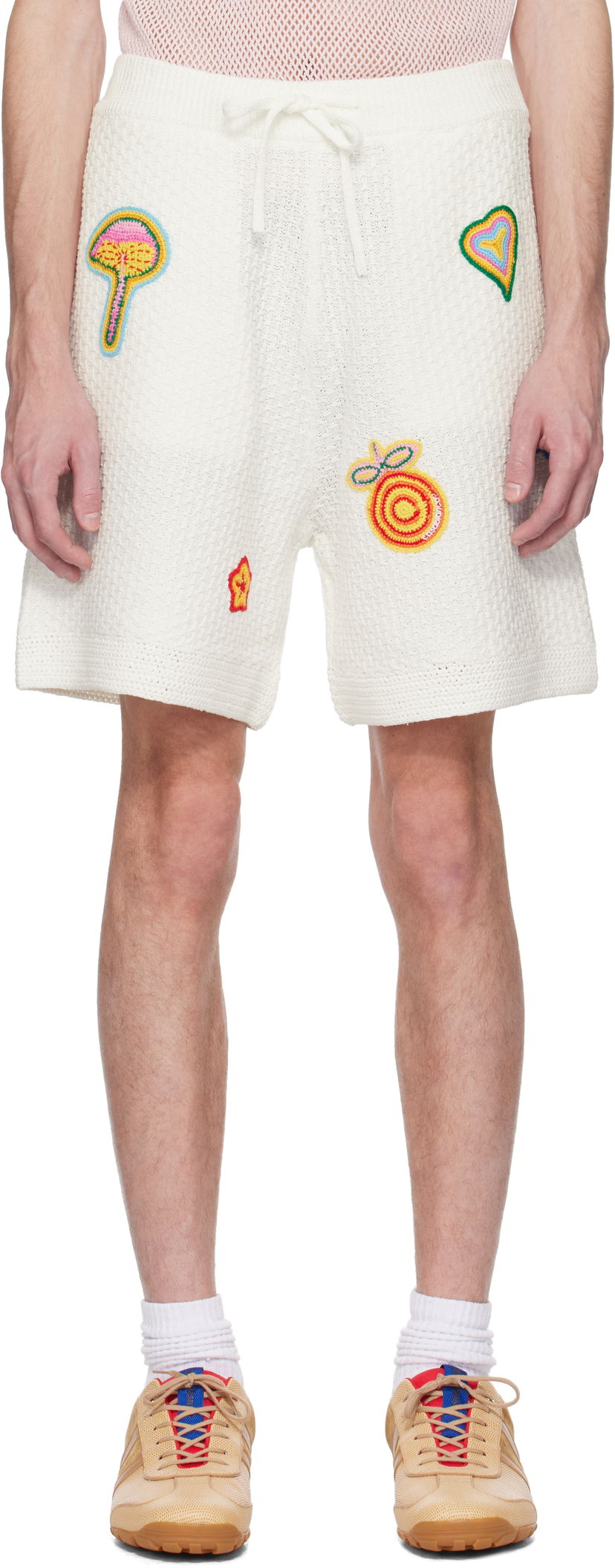 Shortsit Casablanca Casablanca Motif Crochet Shorts Valkoinen | MS25-KW-916-01