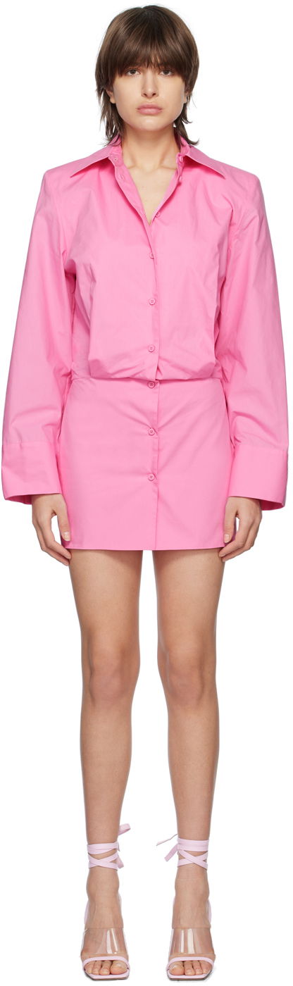 Mekko The Attico Attico Margot Mini Shirt Dress Vaaleanpunainen | 232WCA113 C052