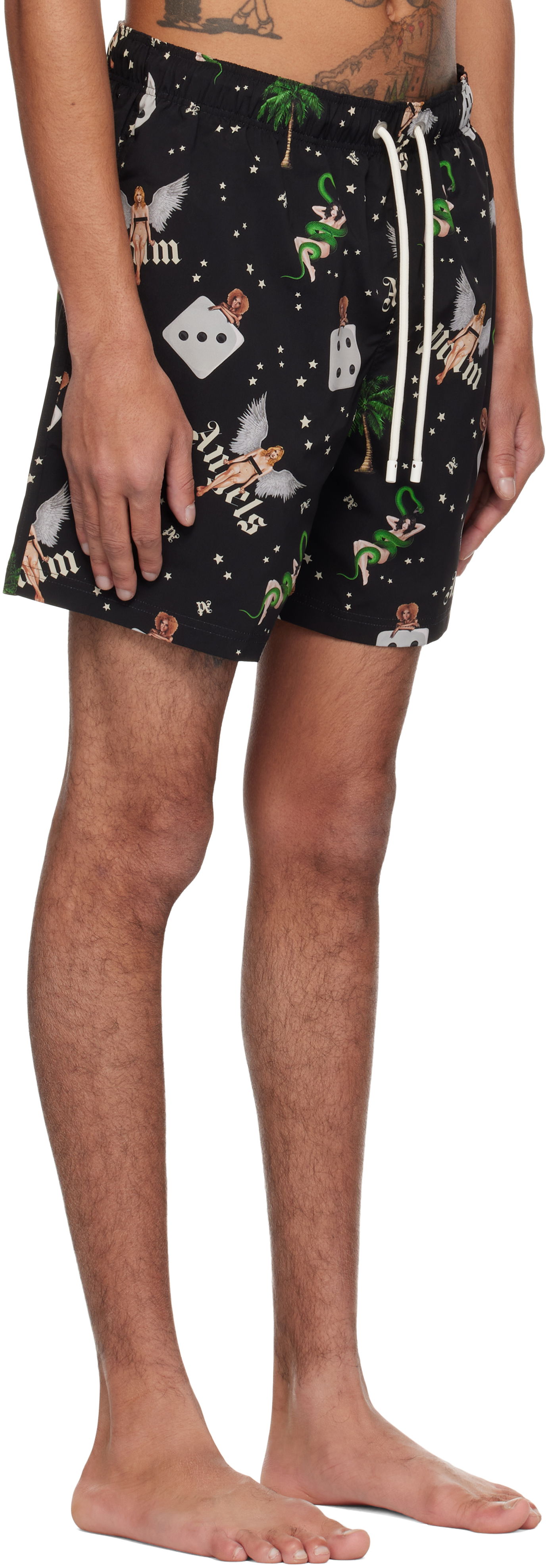 Uimapuvut Palm Angels Palm Angels Pin Up Print Swim Shorts Musta | PMFD012S25FAB0051084, 1