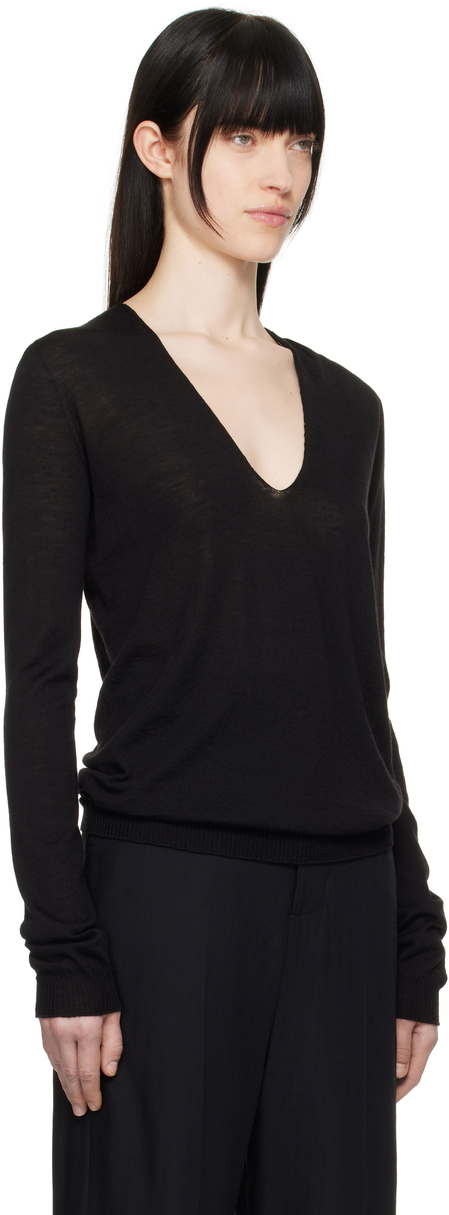 Villapaita Rick Owens Rick Owens Hollywood V-Neck Sweater Musta | RP01E7623 M, 1