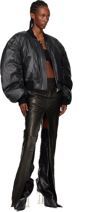 Hame Rick Owens Concordians Sliced Draped Leather Maxi Skirt Musta | RO02E4387 LNV, 3