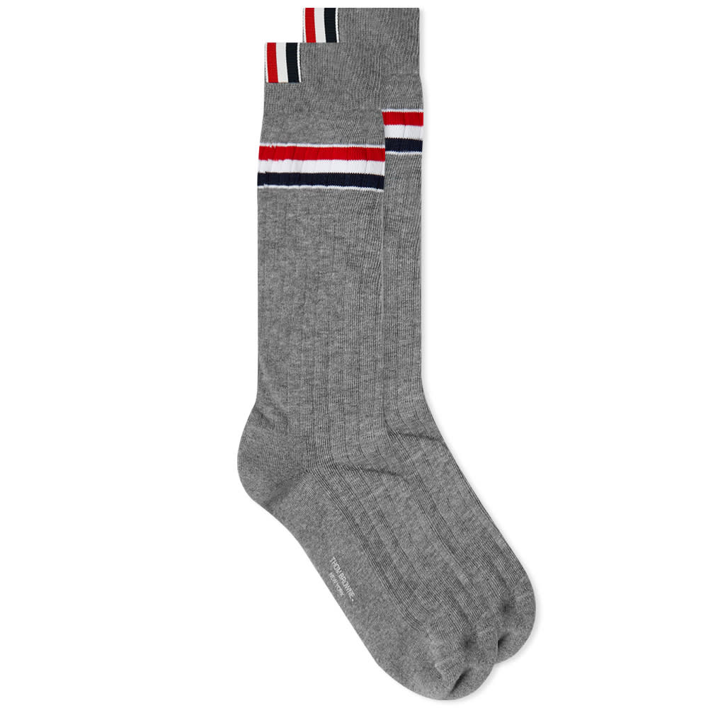 Sukat Thom Browne Athletic RWB Rib Mid Calf Sock Harmaa | FAS165A-Y3022-055, 0