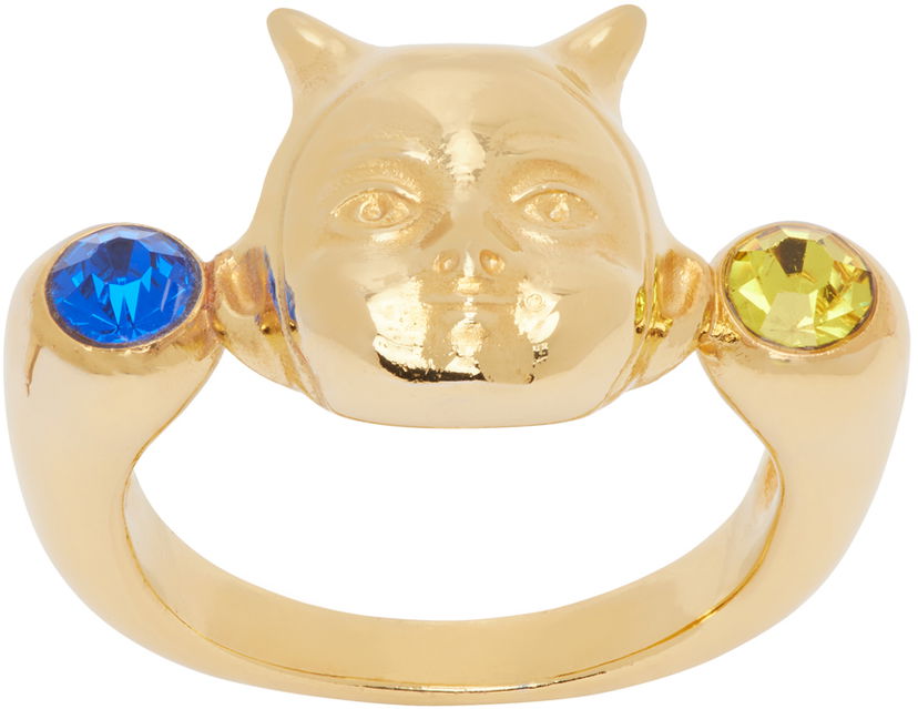 Sormus Chopova Lowena Horned Face Ring with Gemstones Metallinen | 6458