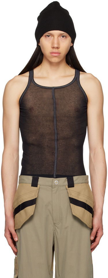 Tankkitoppi Dion Lee Black Semi-Sheer Tank Top Musta | C3131S23, 0