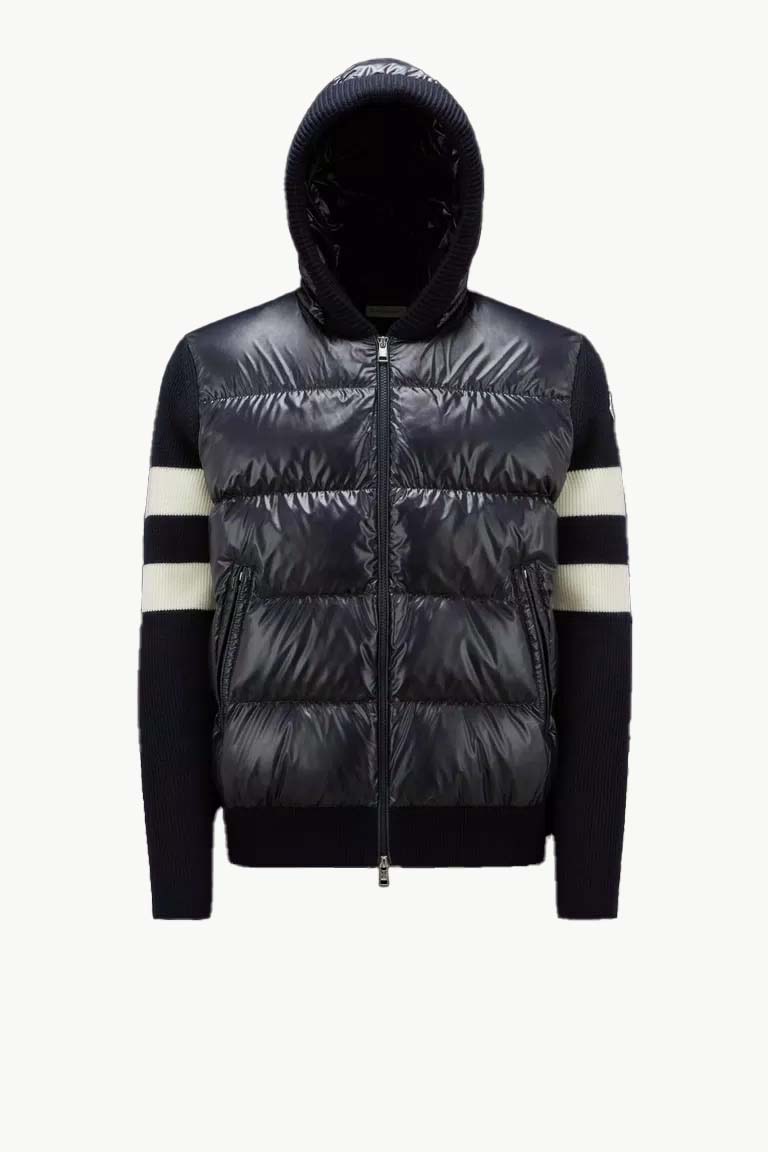 Villapaita Moncler Padded Wool Cardigan Tummansininen | I20919B00017M1131742