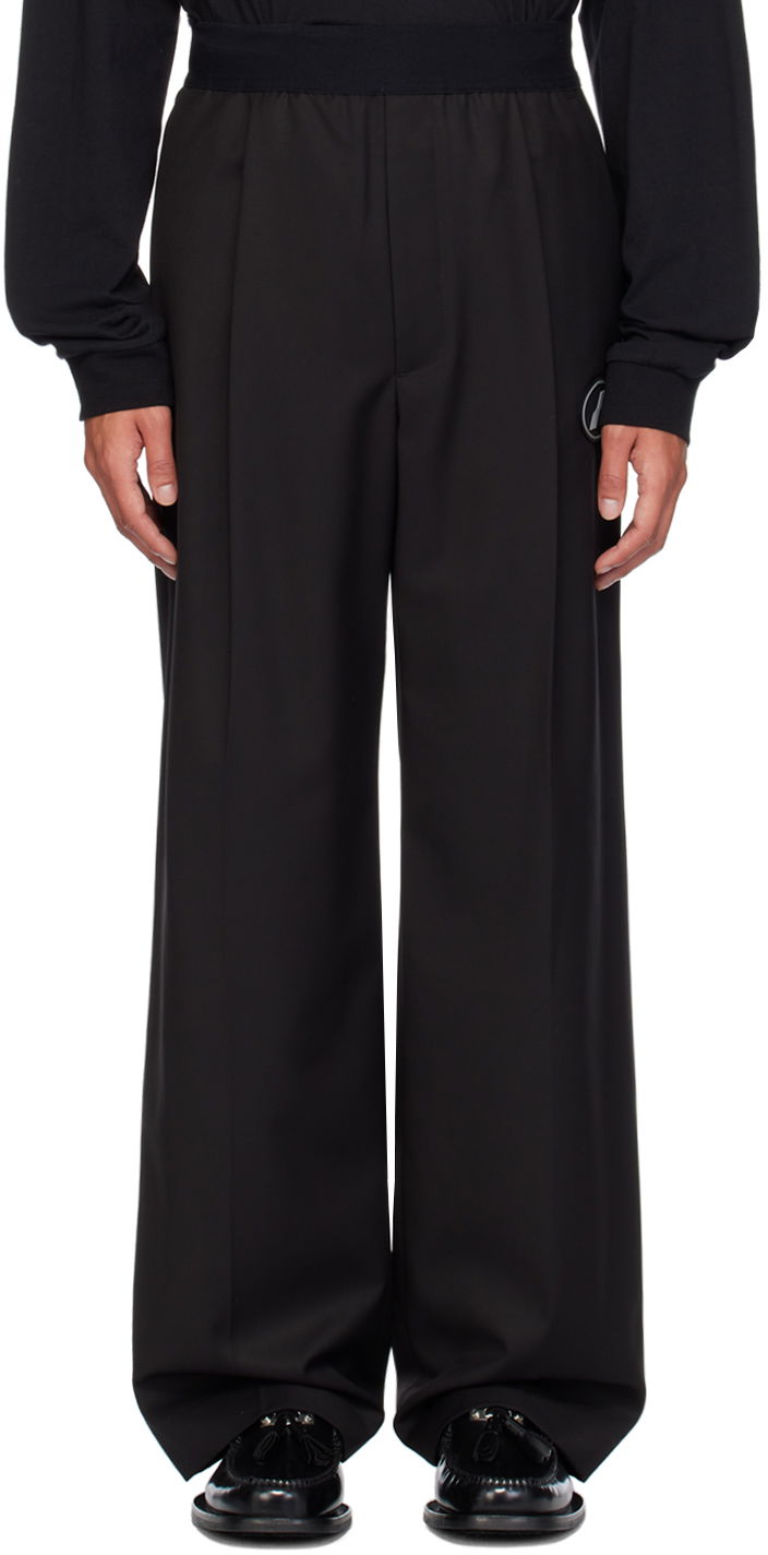 Housut We11done Logo Straight Leg Trousers Musta | WD-PT4-20-729-U-BK