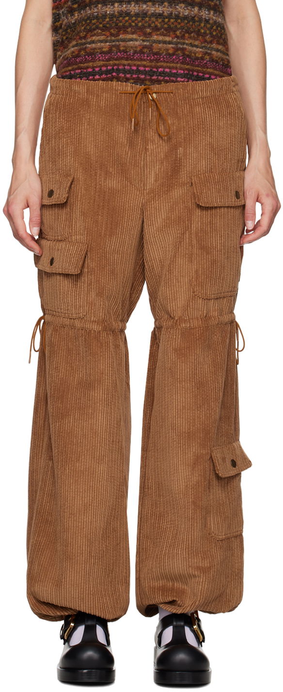 Cargo housut Anna Sui Corduroy Drawstring Cargo Trousers Ruskea | 624V40