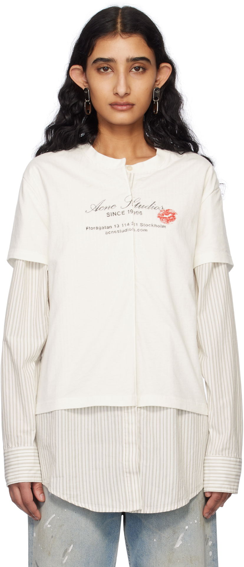 T-paita Acne Studios Acne Studios Layered T-Shirt Valkoinen | AC0730-
